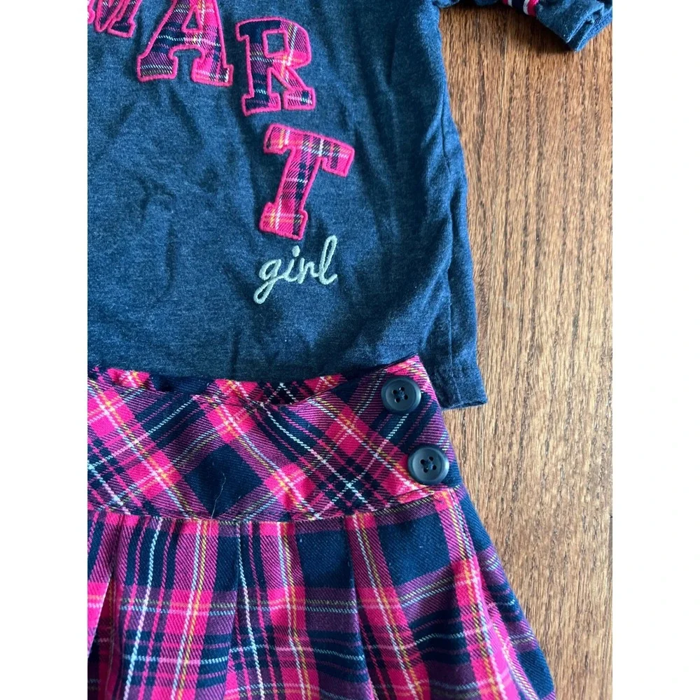 Garanimals Skort Set Girls 3T Pink Grey Plaid SMART Graphic 2pc Outfit